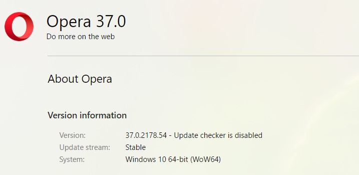opera about update disabled